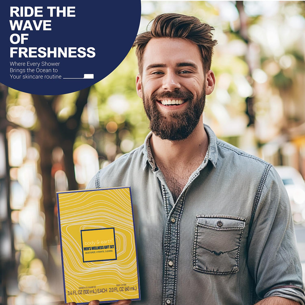 Body & Earth travel-size mens gift kit is ideal for on-the-go gifts