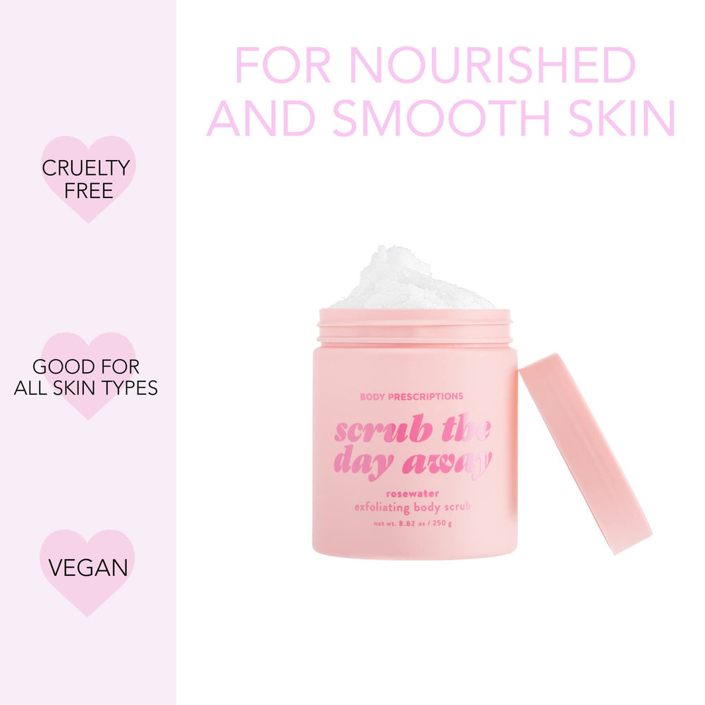 Body Prescriptions Exfoliating Scrub 8.82 oz jar for daily exfoliation.