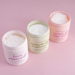Body Prescriptions Exfoliating Scrub Rosewater provides gentle exfoliation with a rosy, calming scent.