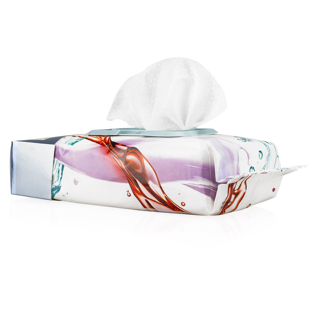 Body Prescriptions wipes seal-top packaging keeps wipes fresh and travel-ready