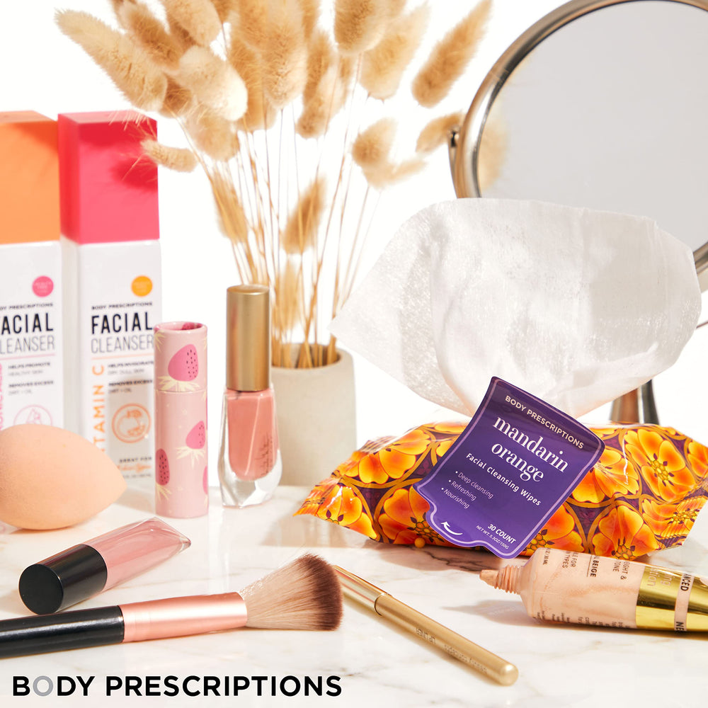 Body Prescriptions gentle wipes leave no sticky residue after cleansing