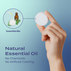 Body Restore Clarity Grove shower steamers on sink promoting stress relief with citrus scent.
