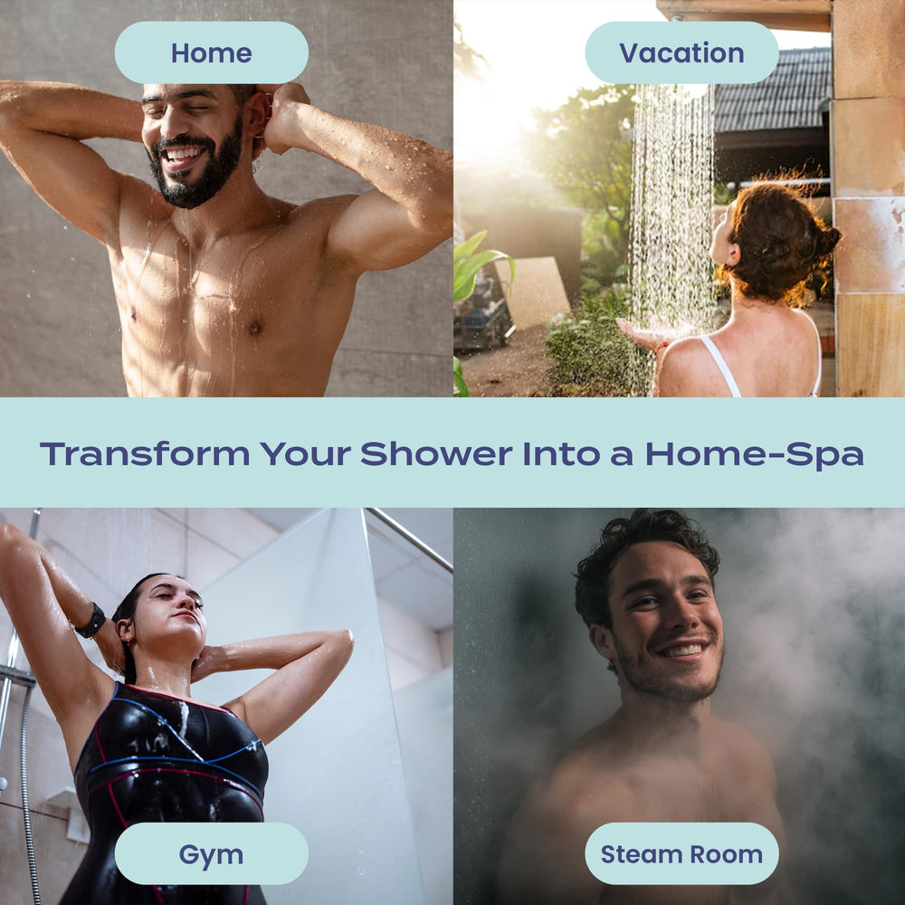 Body Restore Clarity Grove relaxation routine on shower shelf suggests daily pampering.