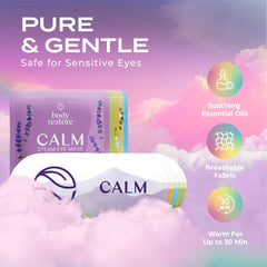 Body Restore heated eye mask lavender pack shot highlighting lavender scent for calm relaxation.