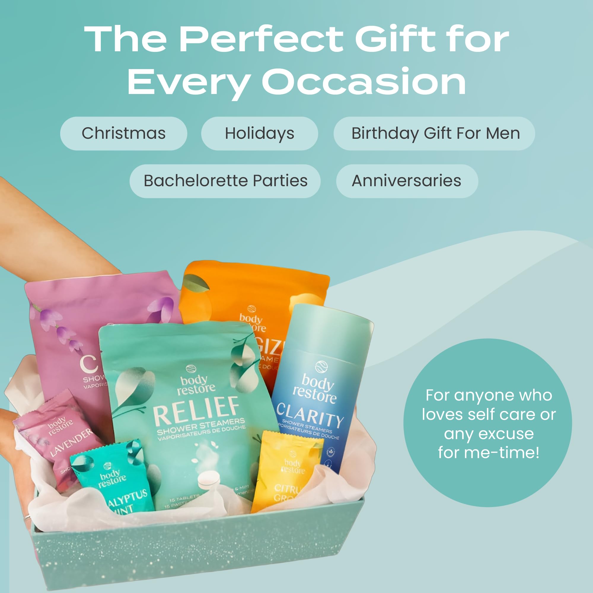Body Restore gift packaging suitable for stocking stuffers or holiday exchanges.