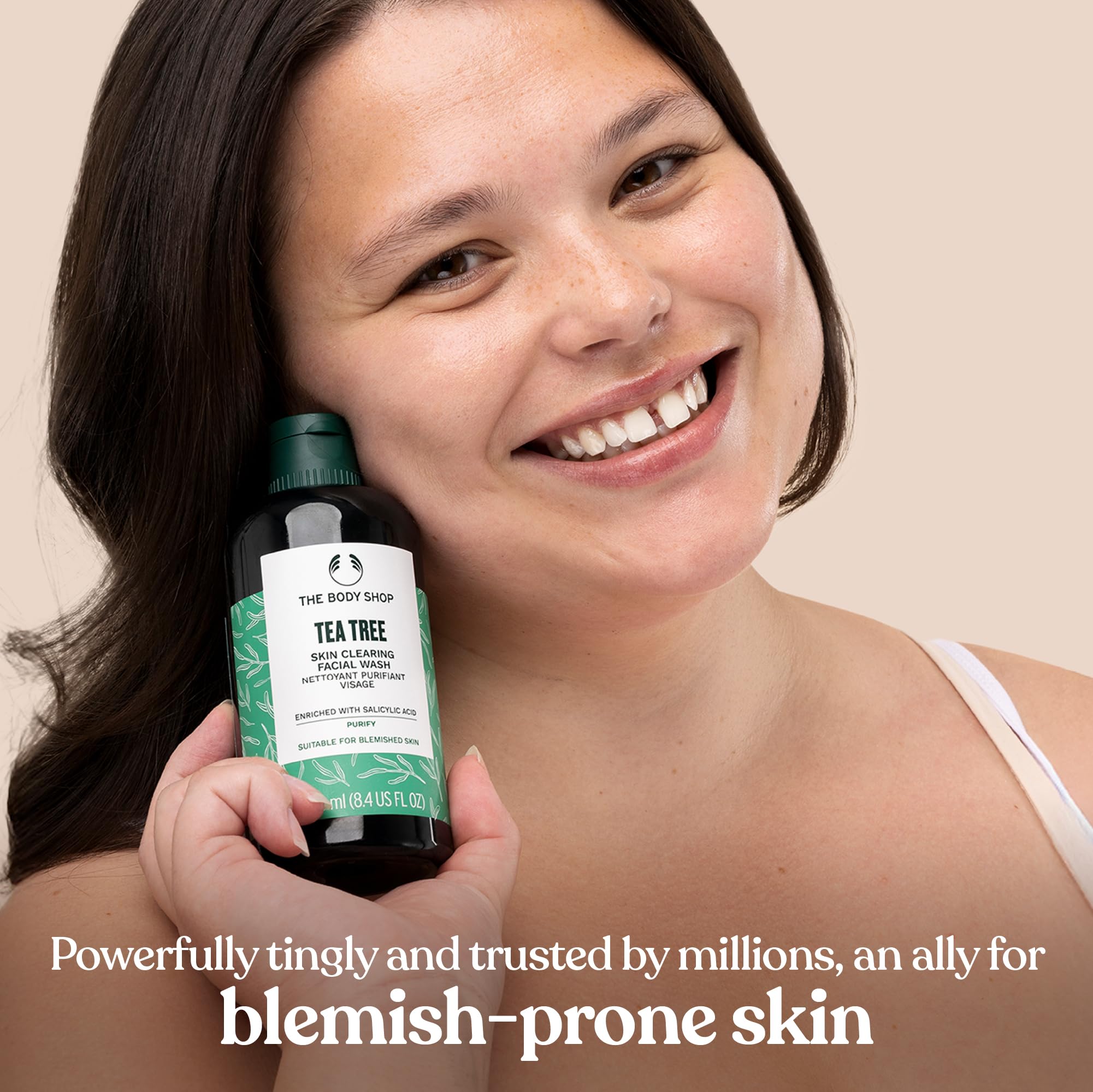 The Body Shop Tea Tree Skin Clearing Facial Wash gel texture close-up with cooling sensation
