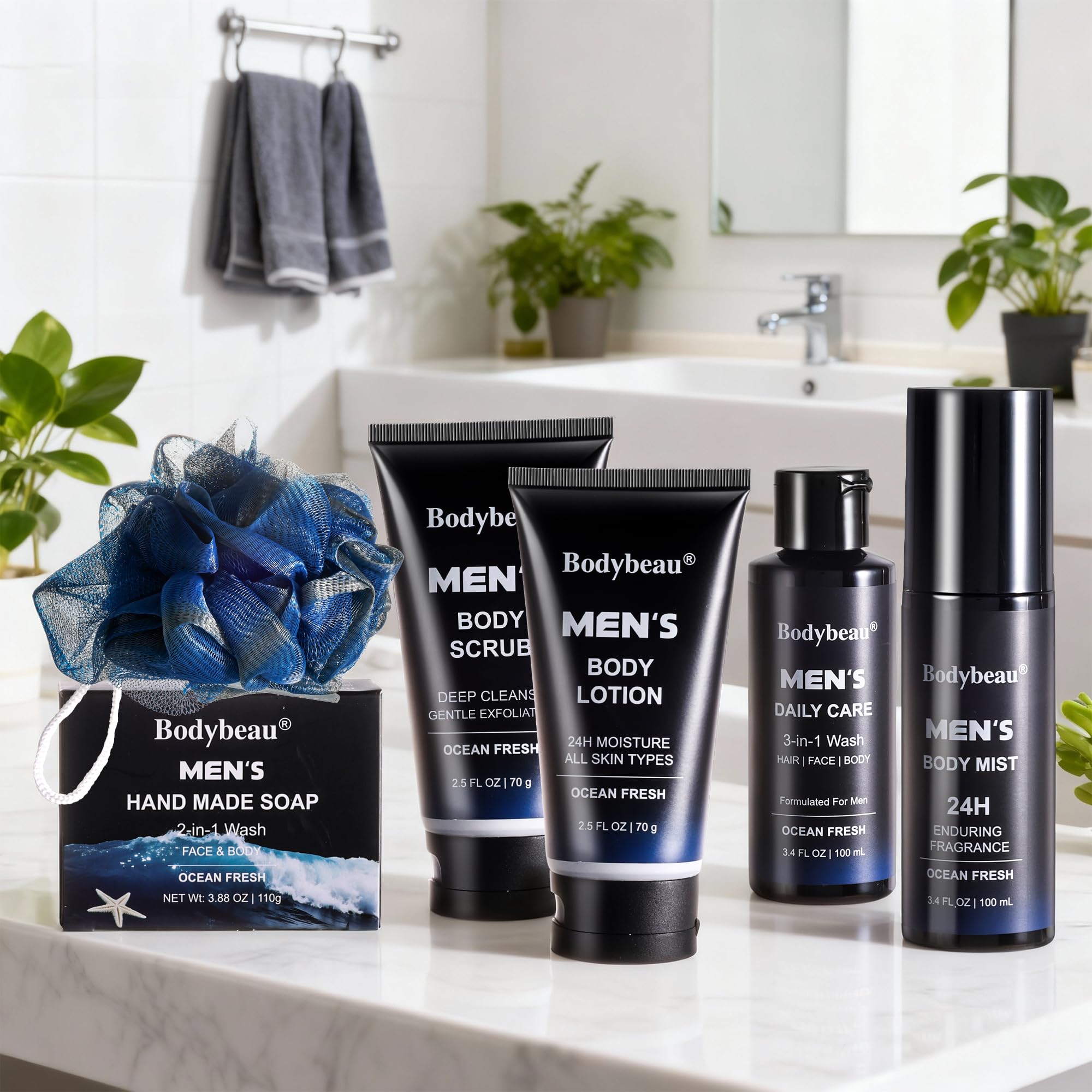 Bodybeau 3in1 shower gel bottle highlights streamlined cleansing for hair, face, and body