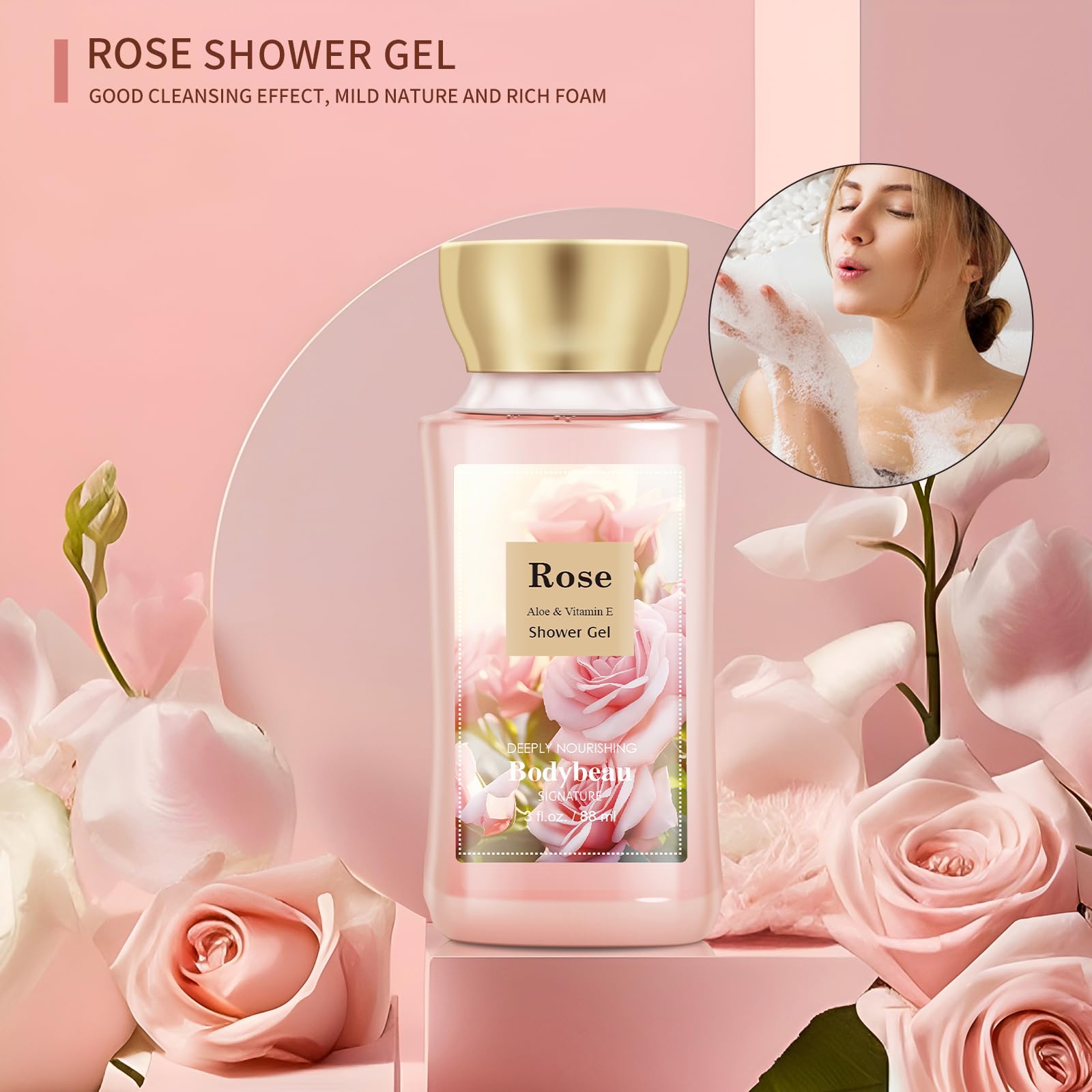 BodyBeau rose travel trio body lotion provides smooth skin during travel.