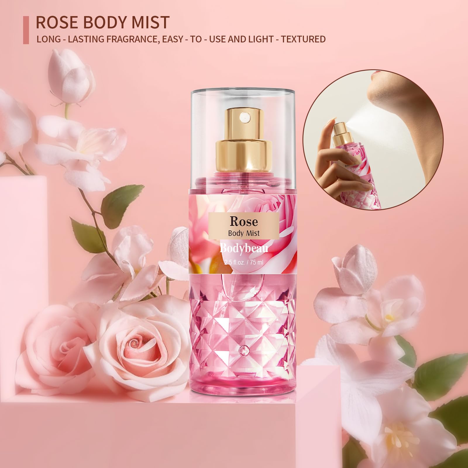 BodyBeau rose travel trio exfoliating scrub offers gentle exfoliation for radiant skin.