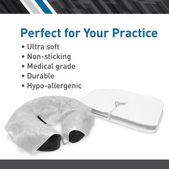 BodyMed headrest cover conforming-fit on massage table for reliable protection.