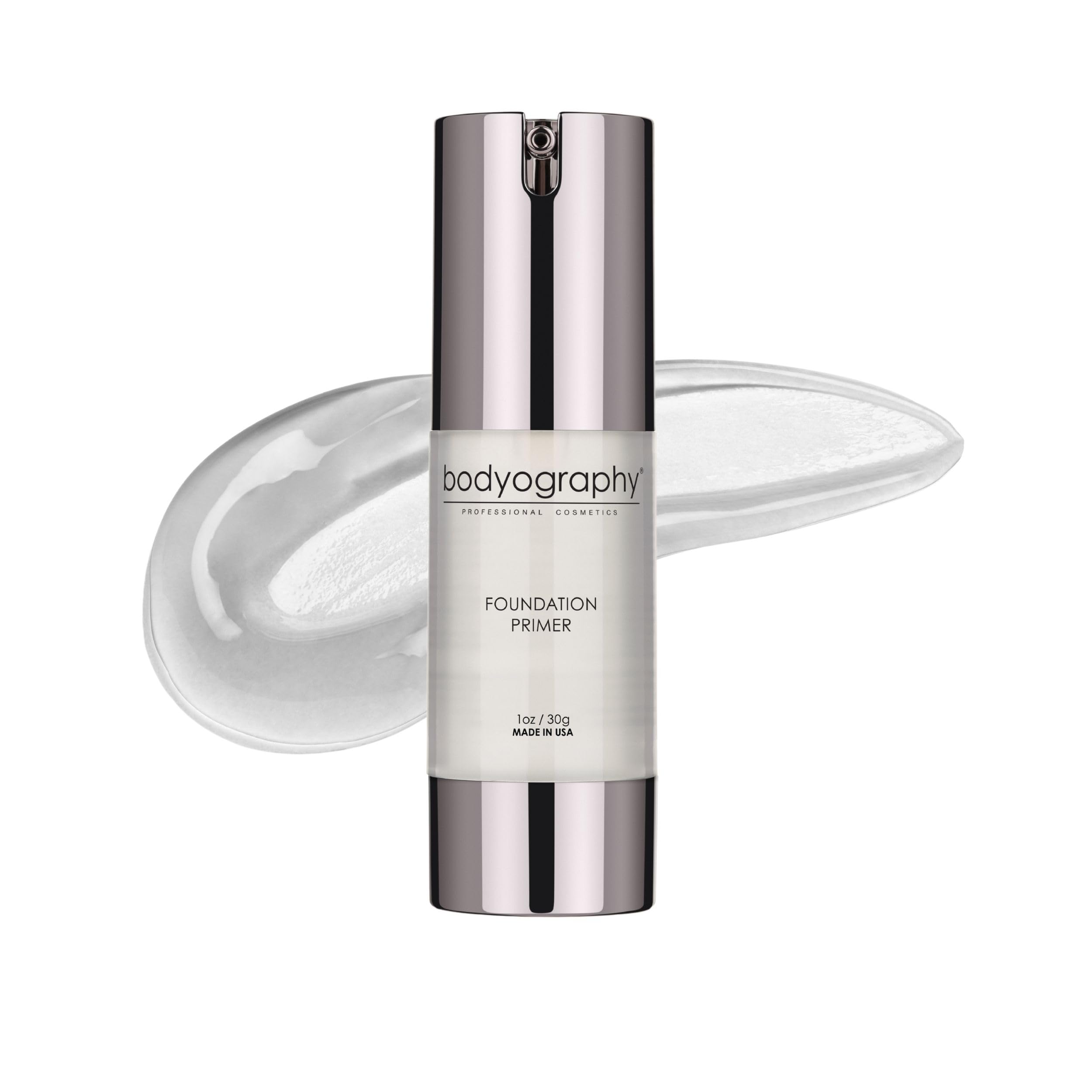 Bodyography foundation primer clear bottle shows sleek packaging and shine-control potential