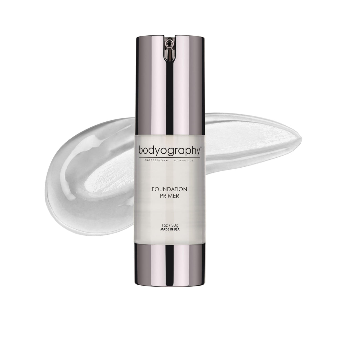 Bodyography foundation primer clear bottle shows sleek packaging and shine-control potential
