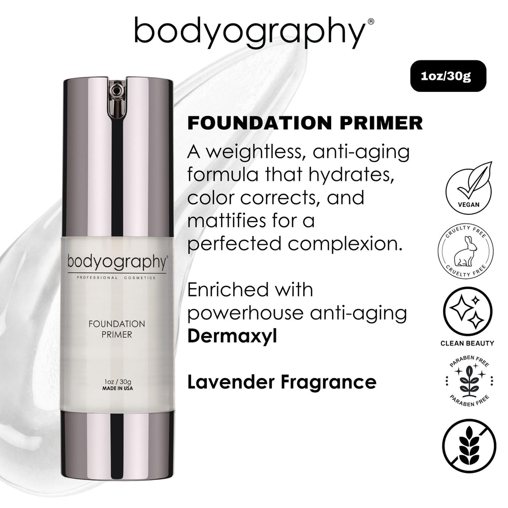 Bodyography foundation primer silicone-base texture demonstrates smoothing finish