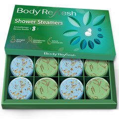 BodyRefresh shower steamer eucalyptus-mint pack—dual scents for a refreshing morning spa ritual.