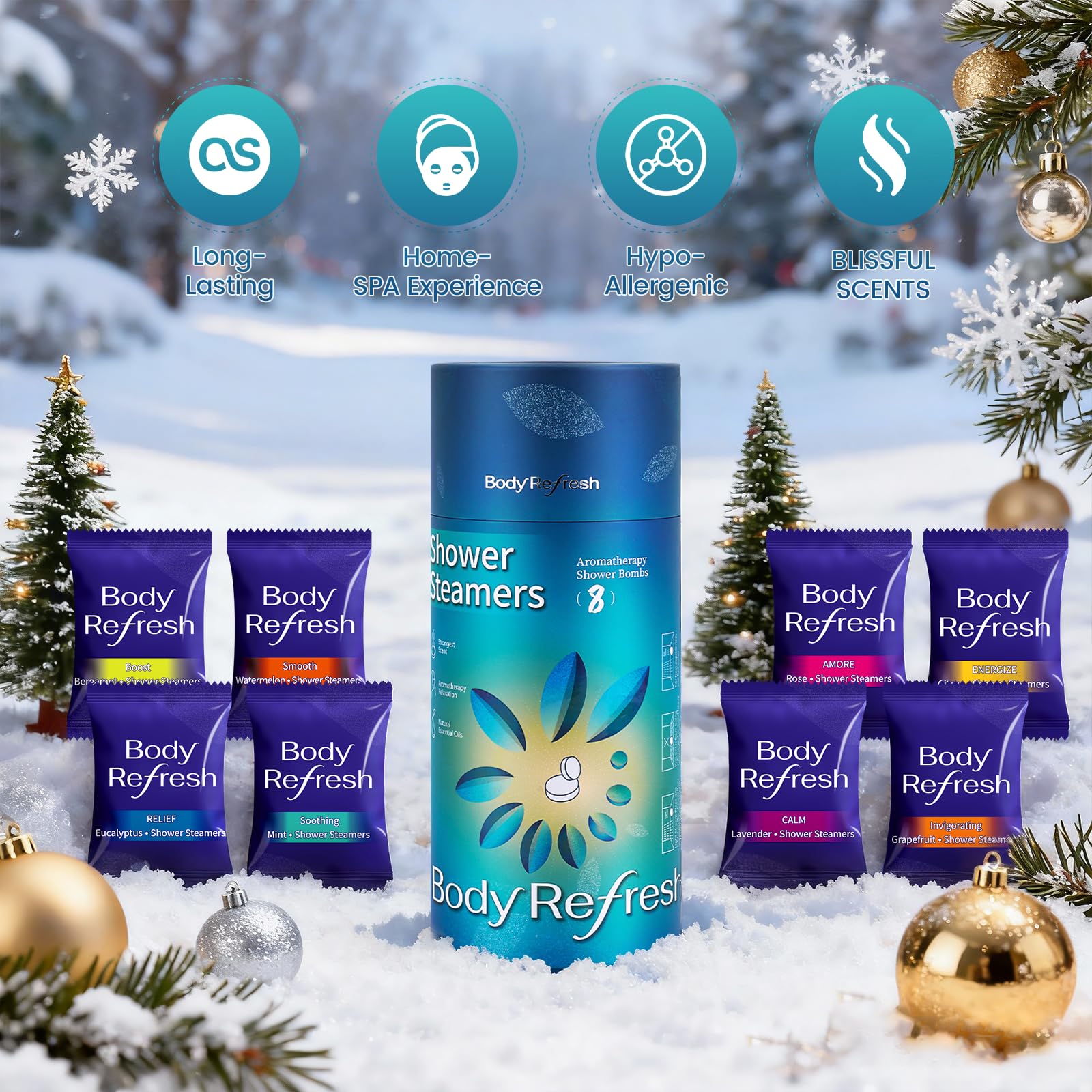 BodyRefresh lavender shower steamer provides calming aromas for a relaxing shower.