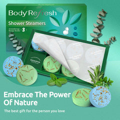 BodyRefresh shower steamer petals closeup—natural plant petals add luxurious spa feel.