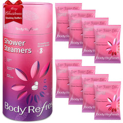 BodyRefresh shower steamers rose packaging, ideal as a thoughtful spa gift.