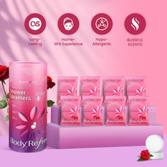 BodyRefresh shower steamers rose tablet on its own, ready for a luxurious shower moment.