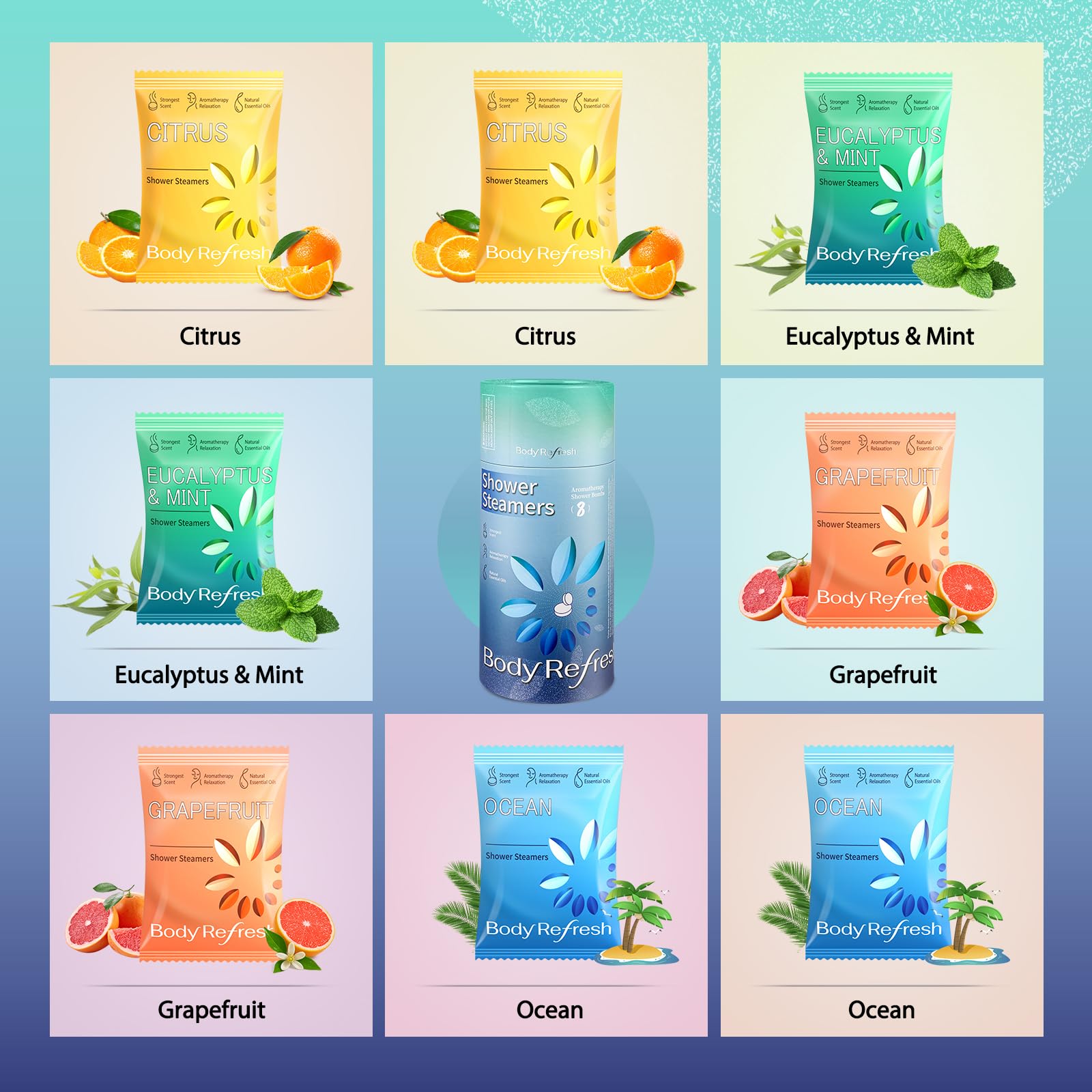 BodyRefresh grapefruit shower steamer for mood-boosting refreshment