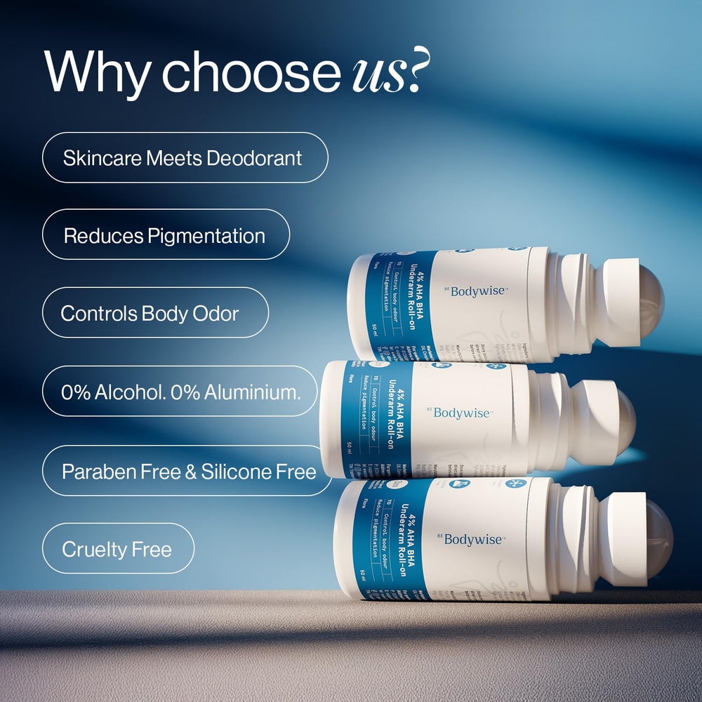 Bodywise deodorant roll-on bottle with floral scent for a light perfumed feel.