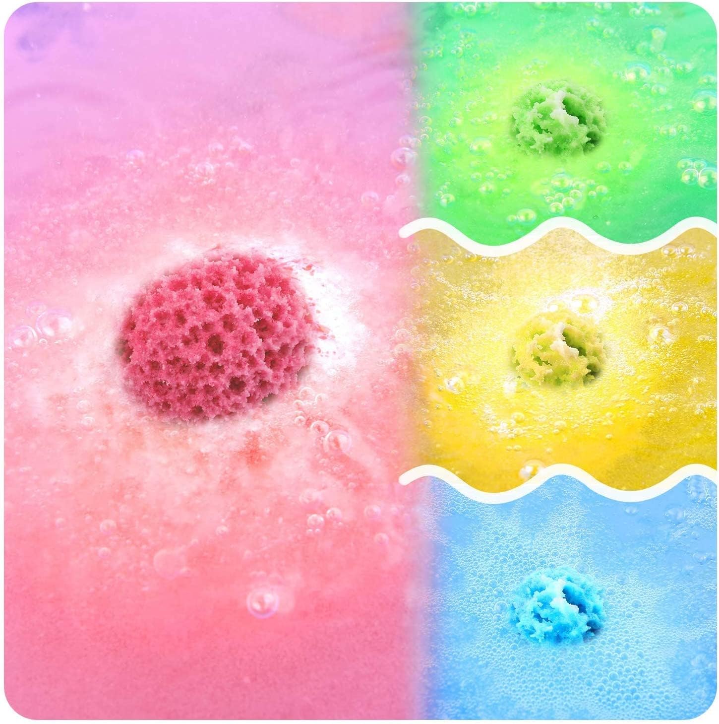 BOENFU bath bombs dissolving in water releasing fizz
