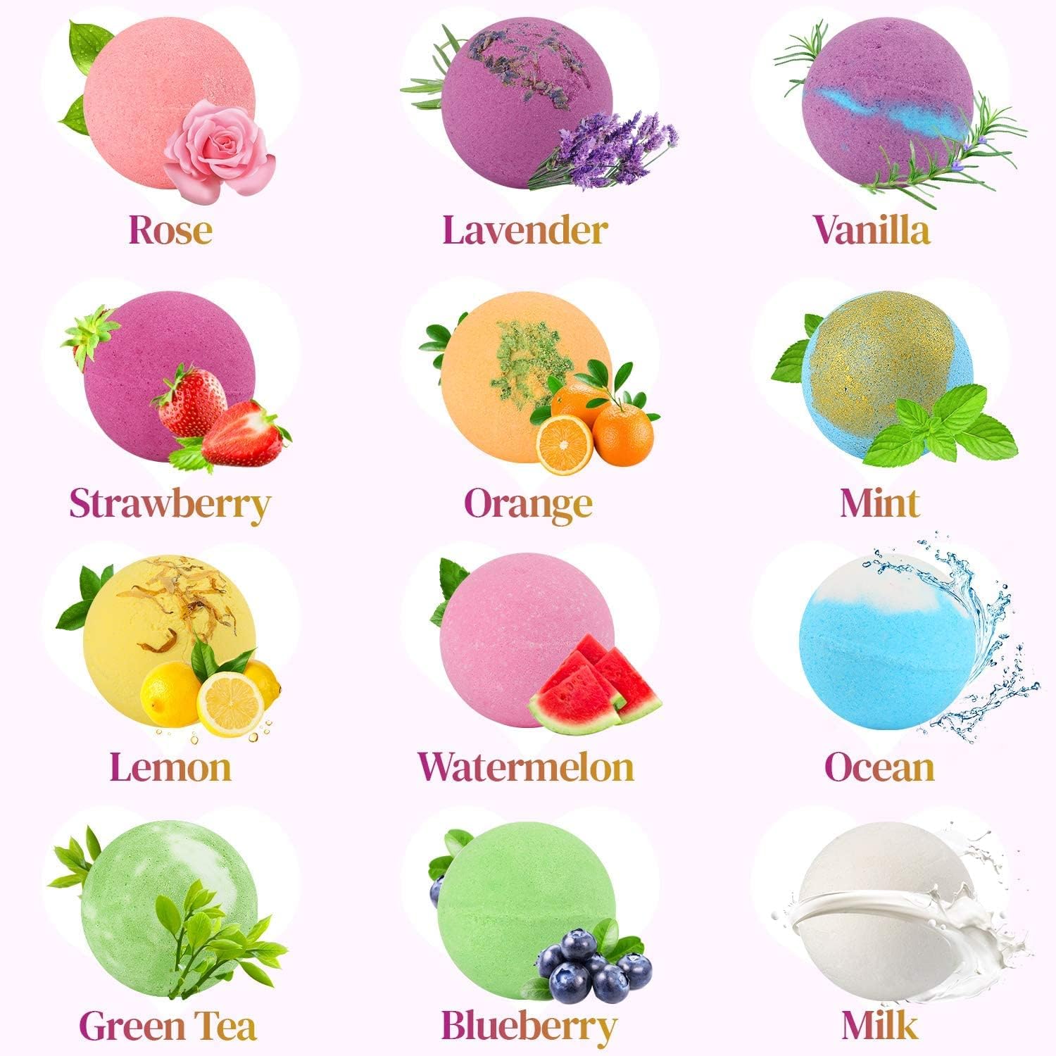 BOENFU gift box display of bath bombs for gifting