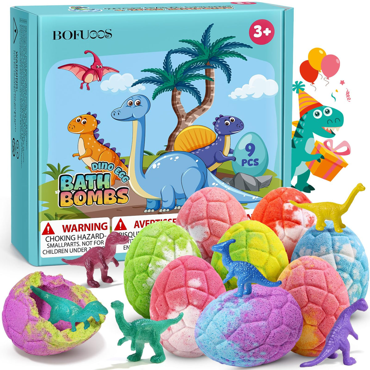 Bofuoos Dinosaur Bath Bombs colorfully swirl water for a fun, kid-friendly bath time