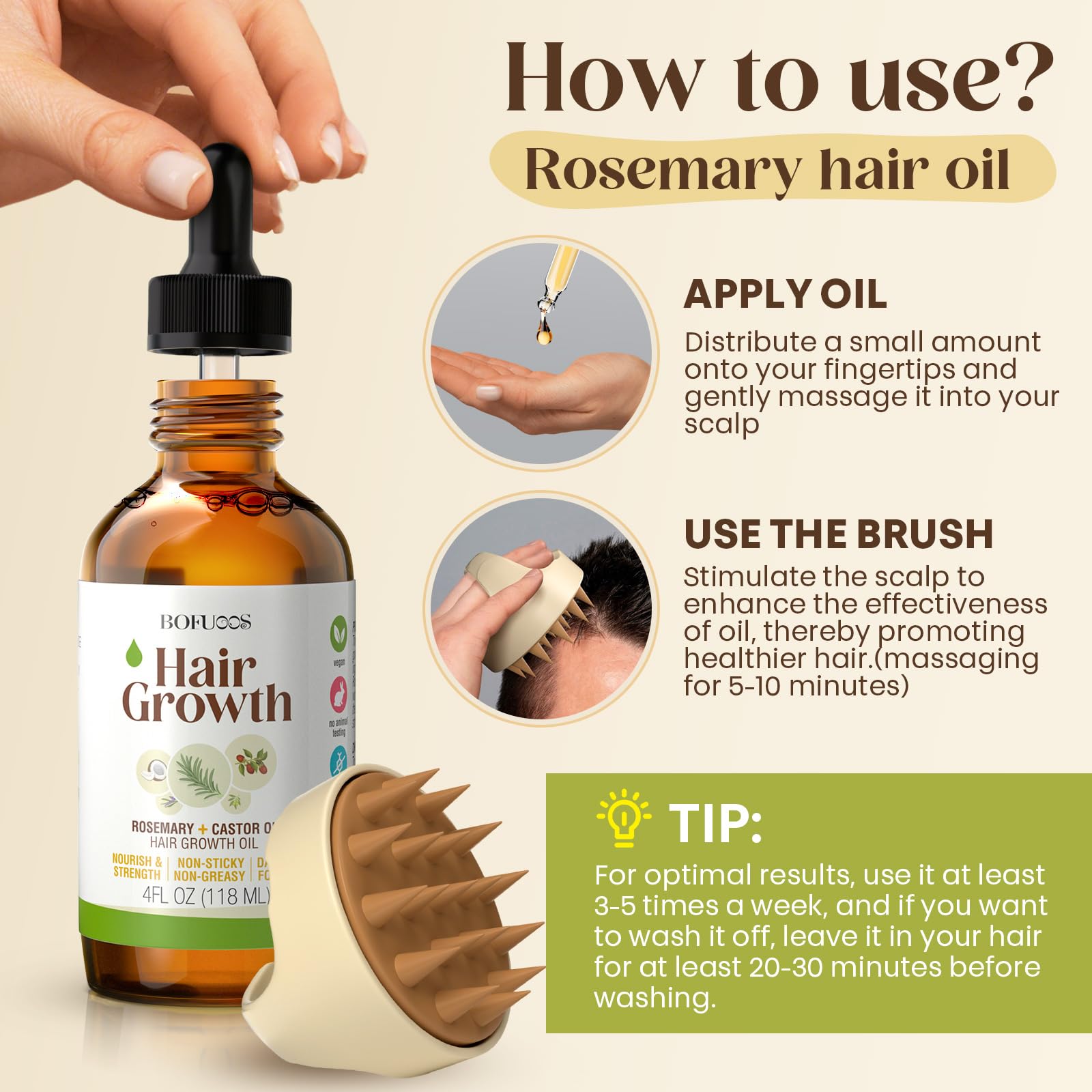 Bofuoos moisturizing oil on hair strengthens strands.