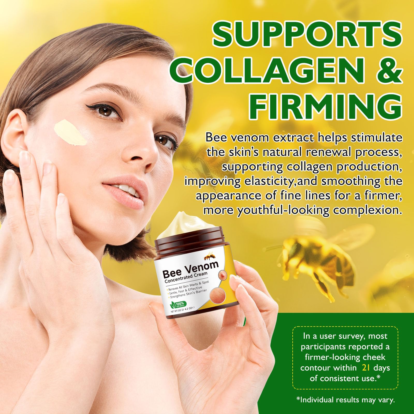 BOIUOITI Bee Venom Comprehensive Cream texture swirl demonstrates quick absorption and luxe hydration.