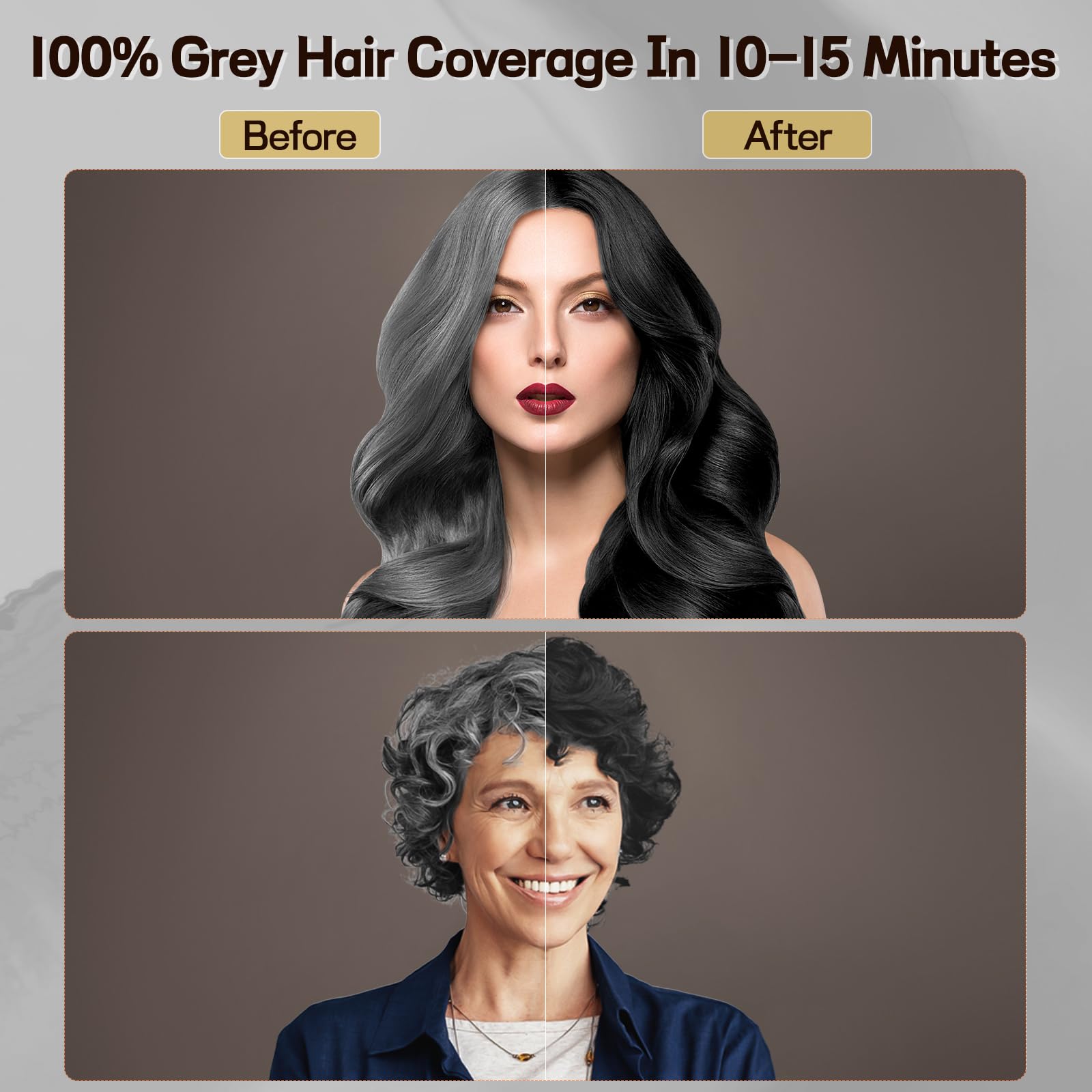 BOJICA black hair dye shampoo application-on-dry-hair delivers quick gray coverage at home.