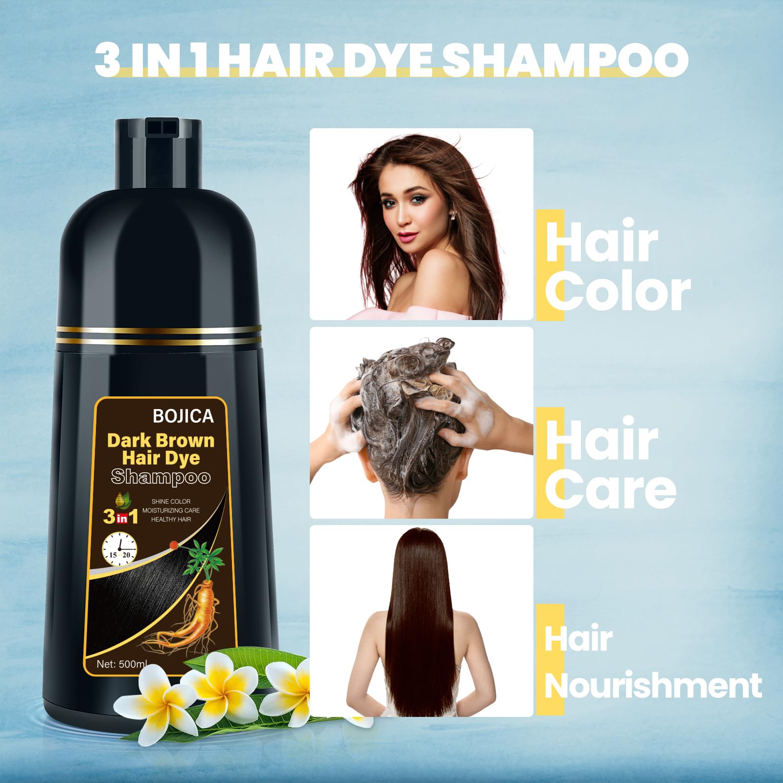 BOJICA hair dye shampoo leaves hair soft and shiny after use