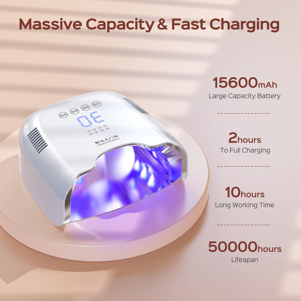 BOLASEN 54W nail dryer delivers quick curing with 24 LEDs.