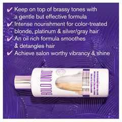 BOLD UNIQ Purple Conditioner texture closeup showcases rich, oil-rich formula for nourishment.