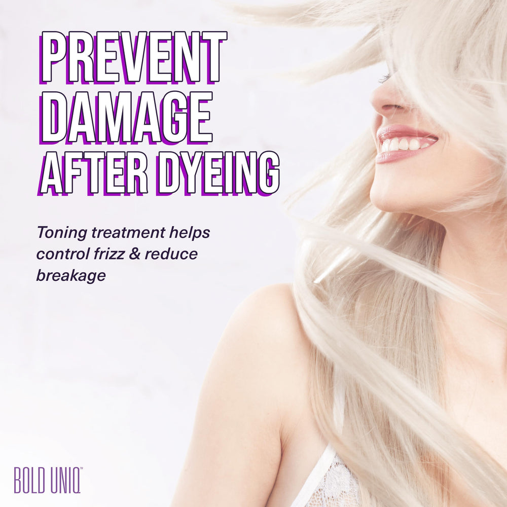 Bold Uniq Purple Hair Mask on damp hair with glow highlights
