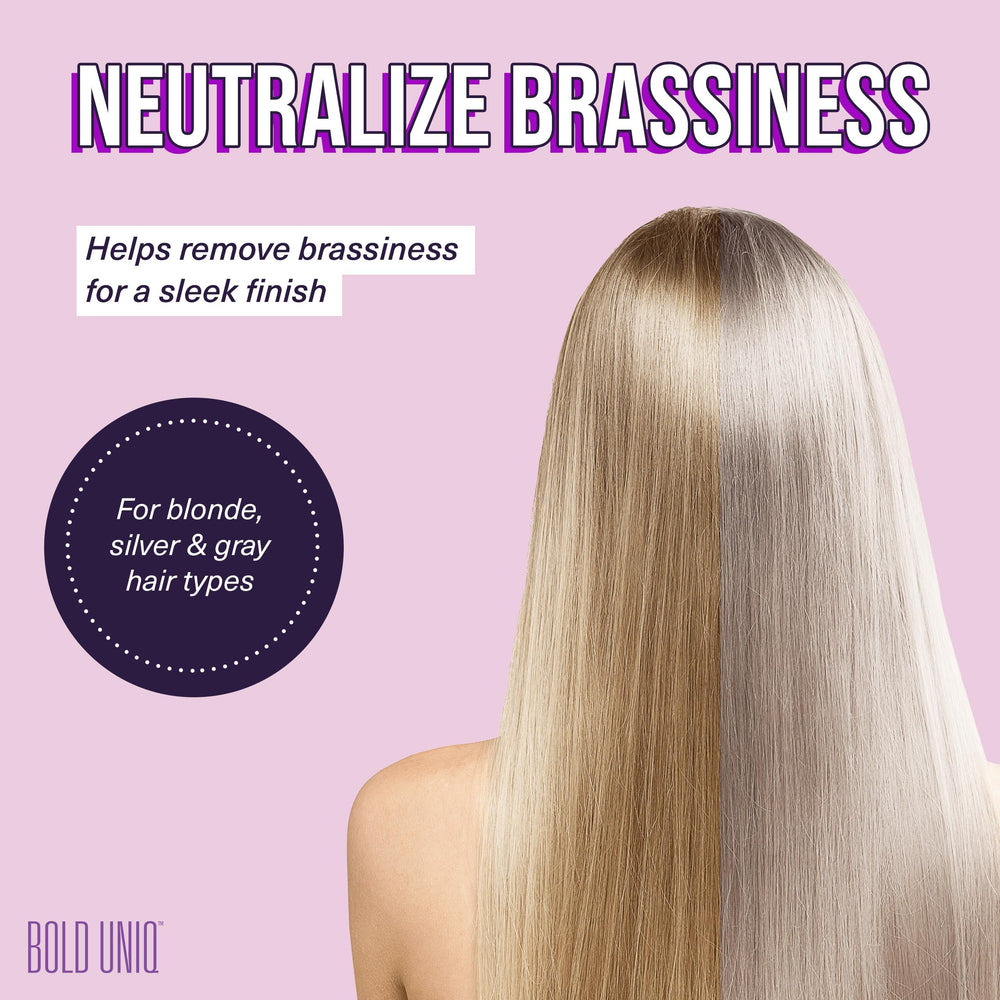 Bold Uniq Purple Hair Mask jar close-up shows rich creamy texture for even reach