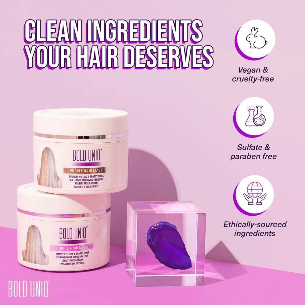 Bold Uniq Purple Hair Mask swirl texture in bowl during routine