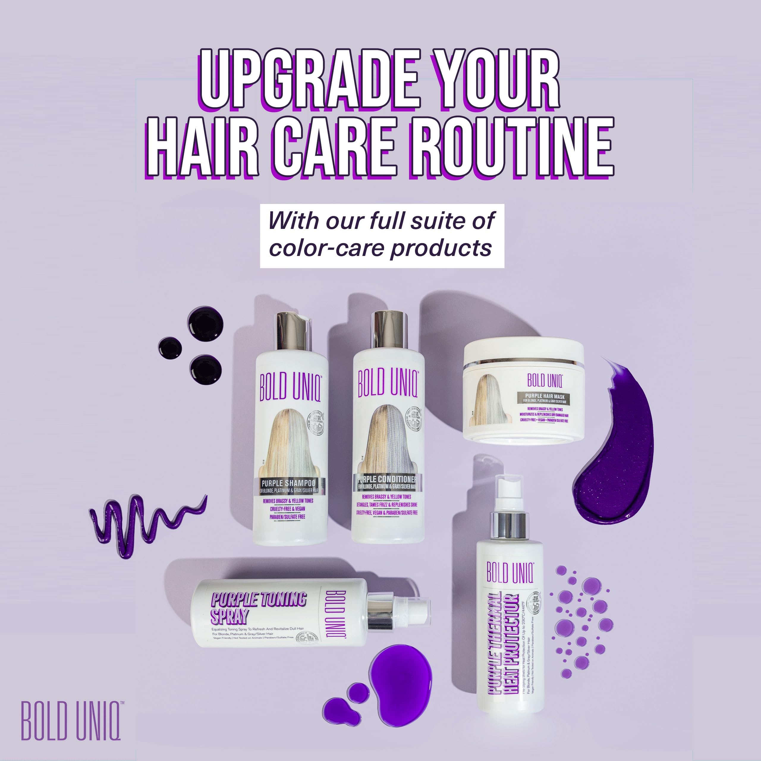 Bold Uniq Purple Hair Mask travel-size display for on-the-go toning