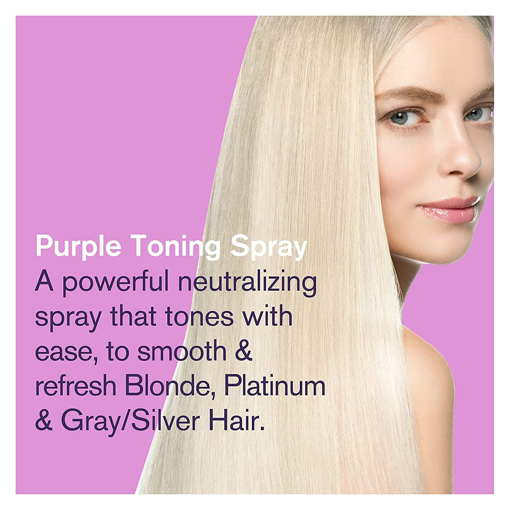 Bold Uniq Purple Toner Spray application shows quick tone adjustment for blondes