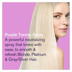 Bold Uniq Purple Toner Spray application shows quick tone adjustment for blondes