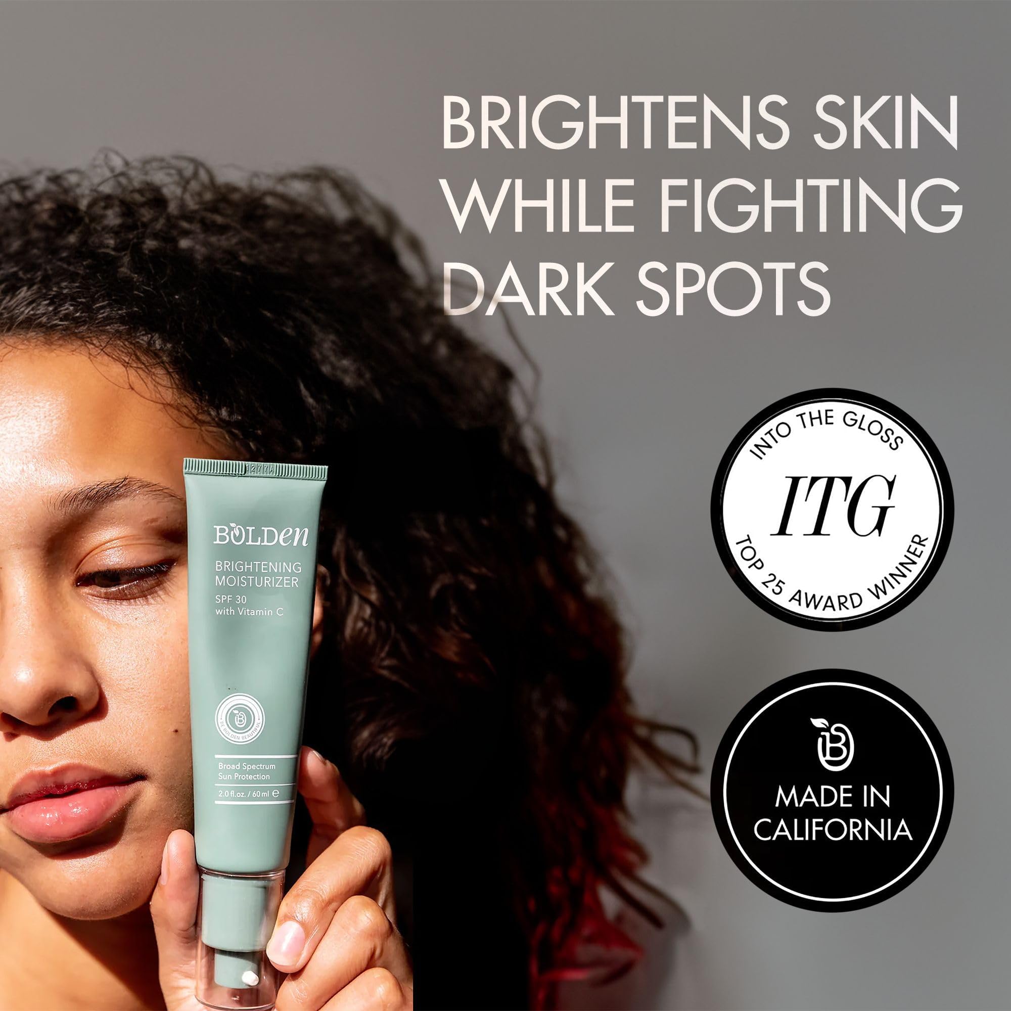 Bolden SPF 30 cream on skin with makeup layer showing compatibility under makeup