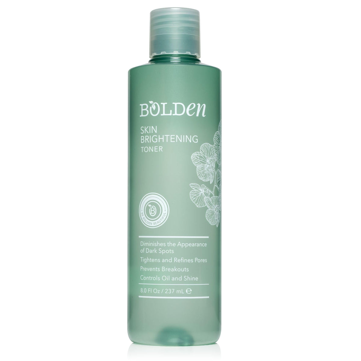 Bolden Skin Brightening Toner bottle highlights gentle exfoliation for brighter, even skin.