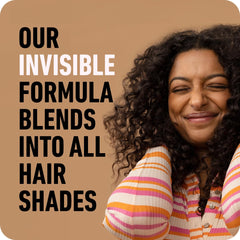 Boldify Dry Shampoo Spray with rice starch action demonstrates lightweight volume and oil balance