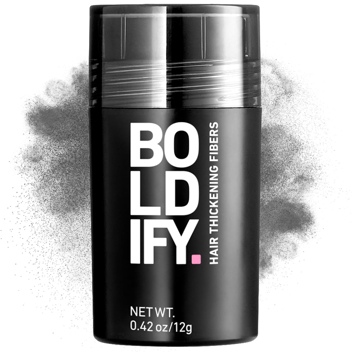 Boldify Hair Fibers 12g bottle close-up for natural-looking fullness.