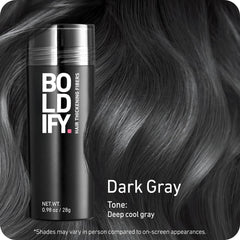 Boldify Hair Fibers 28g application overview demonstrates easy blending on hair.