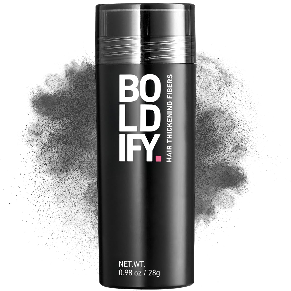 Boldify Hair Fibers 28g package front shows portable, quick touch-up convenience.