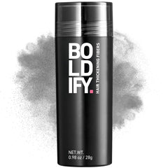 Boldify Hair Fibers 28g tube closeup—undetectable fibers for instant fullness.