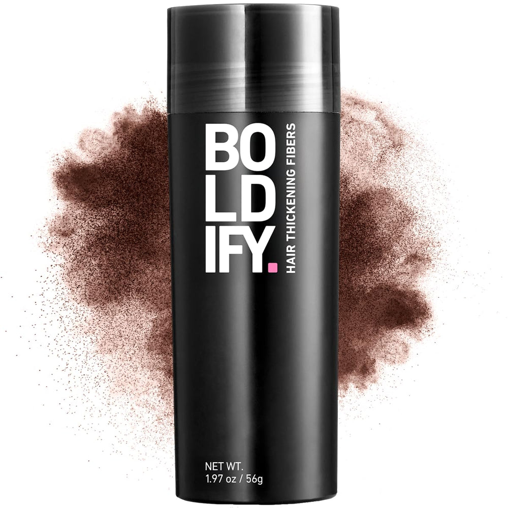 Boldify Hair Fibers 56g packaging for quick root touch-ups.