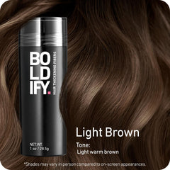 Boldify Hair Fibers application closeup showing natural crown blend.