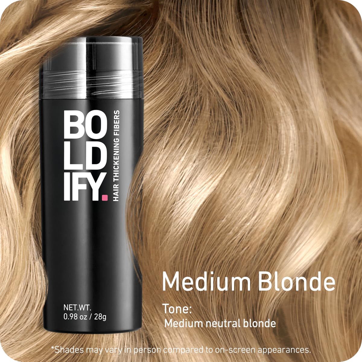 Boldify Hair Fibers crown application demonstrates seamless blending.