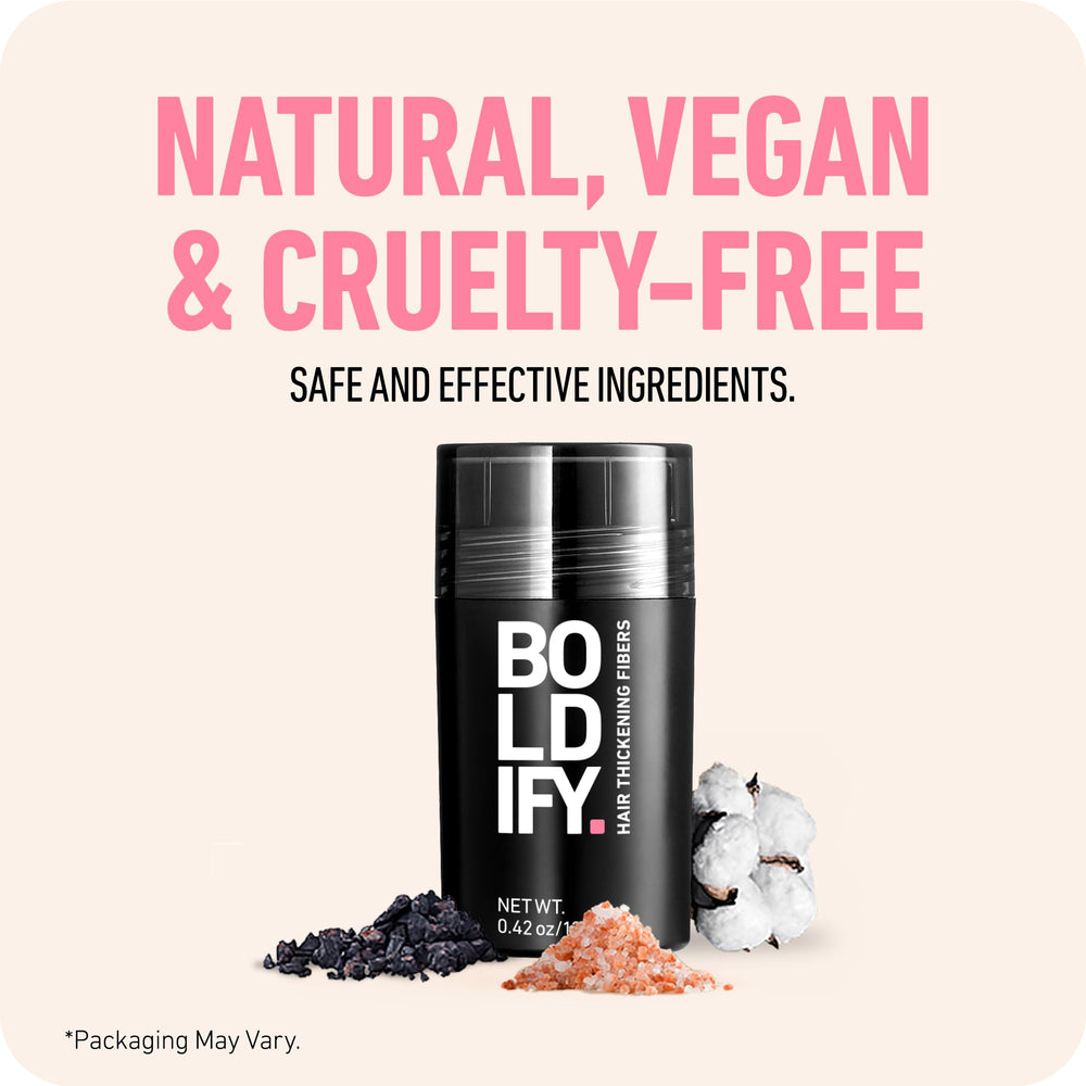Boldify Hair Fibers easy-setting spray helps lock in wear.